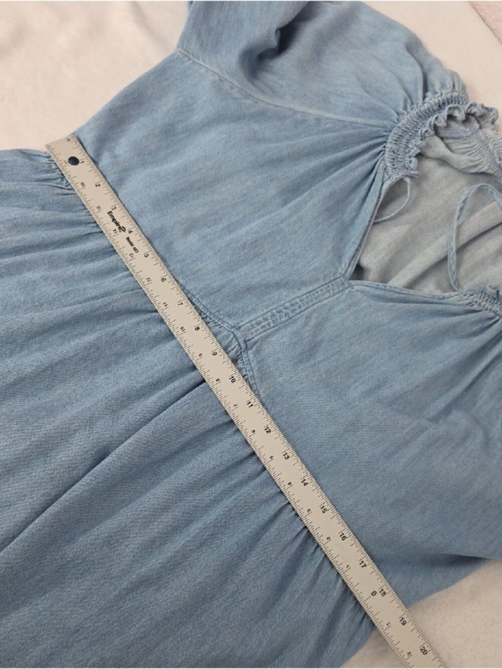 Old Navy Blue Cotton Chambray Denim Empire Mini Dress Large - Picture 5 of 9